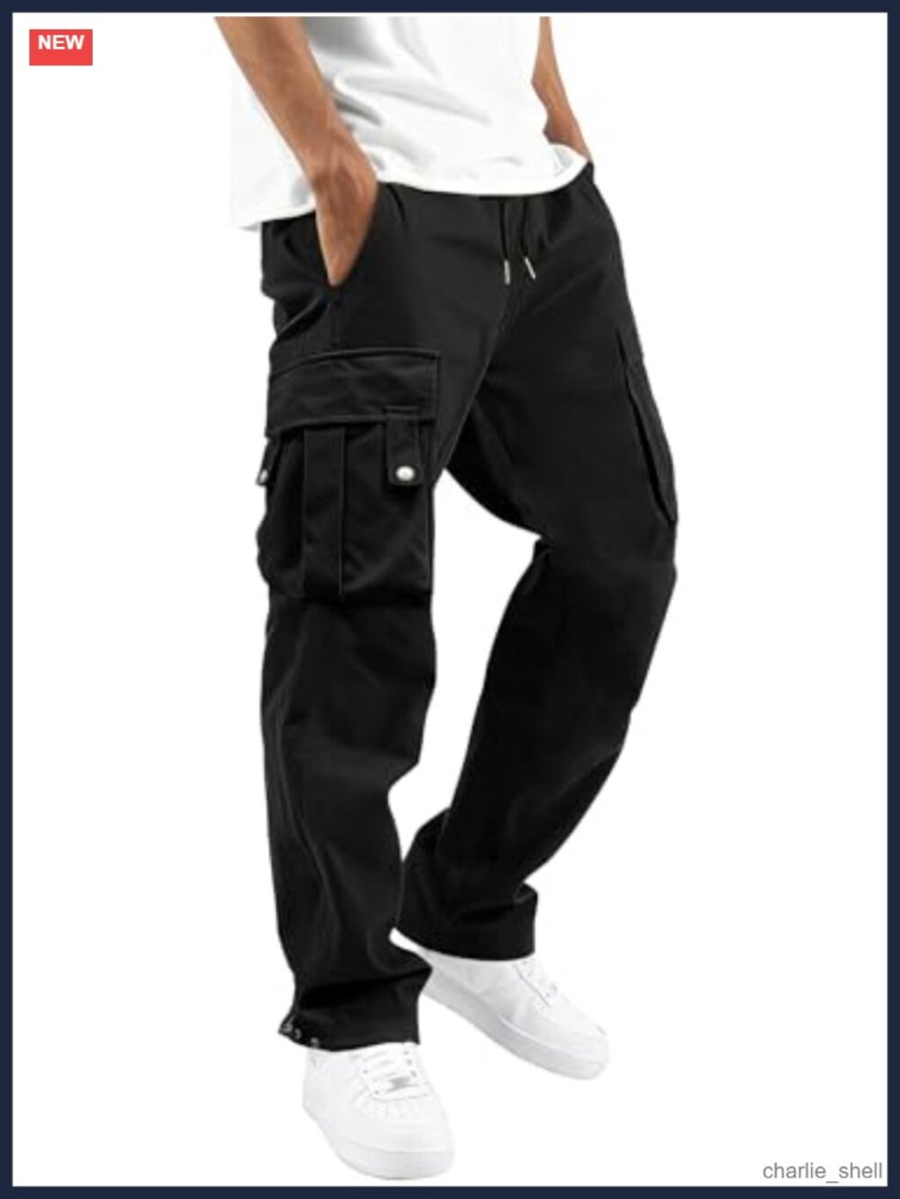 Men's Relaxed Fit Stretch Cargo Pants Drawstring Straight Leg